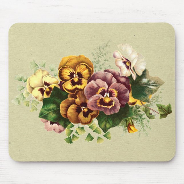 Altes Stiefmütterchen-Sträußchen Mousepad (Vorne)