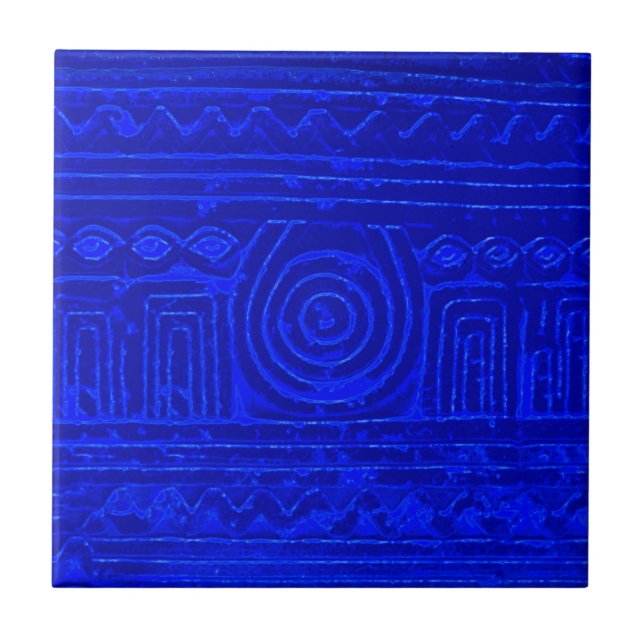 Altes sumerisches Mesopotamian Muster Blau Fliese (Vorderseite)