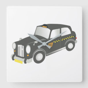Altes Taxi Quadratische Wanduhr