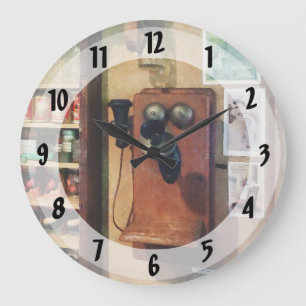 Altes Telefon Große Wanduhr