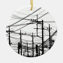 Altes Telefon und Power Keramik Ornament