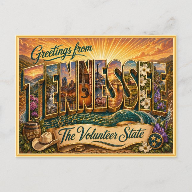 Altes Tennessee Gruß Von Postkarte (Vorderseite)