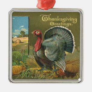 Altes Thanksgiving, Truthahn auf dem Bauernhof Ornament Aus Metall