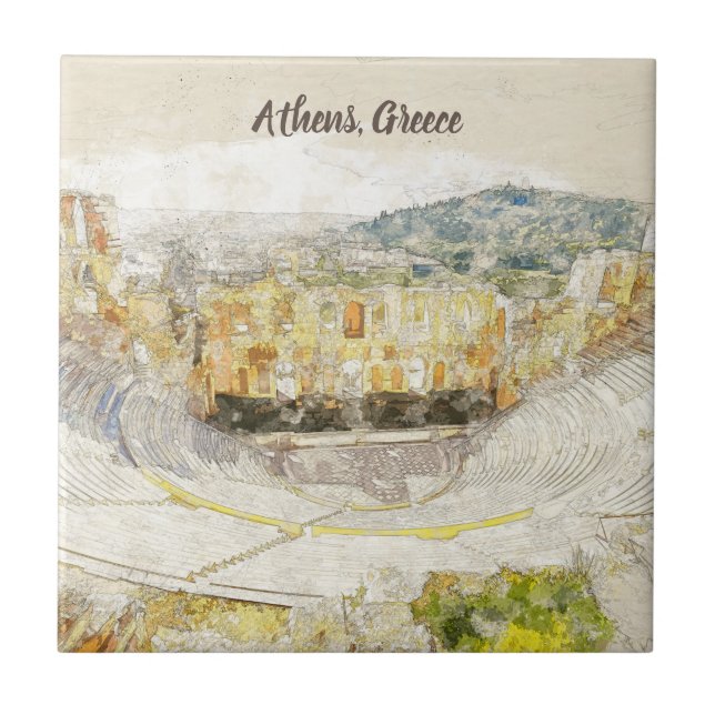 Altes Theater Herodion Athen Keramik Tile Fliese (Vorderseite)