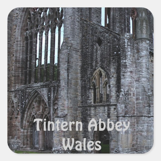 Altes Tintern Abbey Zisterzienserkloster Wales Quadratischer Aufkleber (Vorderseite)