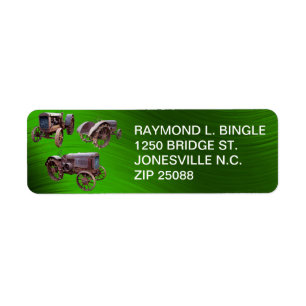 ALTES TRAKTOR- RÜCKKEHR-ADRESSE-ETIKETT