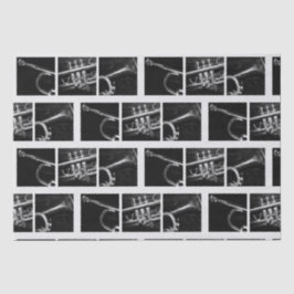 Altes Trompet Schwarz-Weiß-Muster für Musiker Seidenpapier