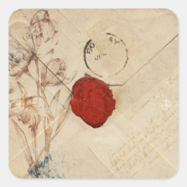 Altes Umschlag Shabby Scrapbook Verschönerung Quadratischer Aufkleber