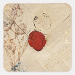 Altes Umschlag Shabby Scrapbook Verschönerung Quadratischer Aufkleber