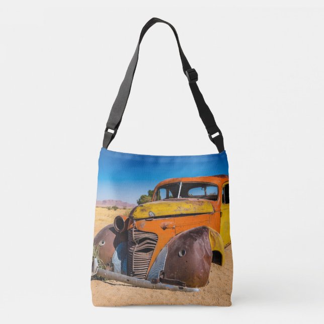 Altes und verlassenes Auto in Solitaire, Namibia Tragetaschen Mit Langen Trägern (Rückseite)