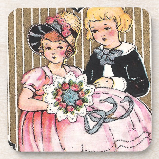 Altes Valentinsbild Getränkeuntersetzer (Vorderseite)