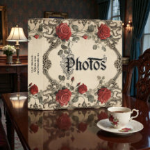 Altes viktorianisches rotes Rosen-Blumen-Fotoalbum