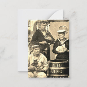 Altes Vintage-Foto 3 Matrosen halten Katzen Mitteilungskarte