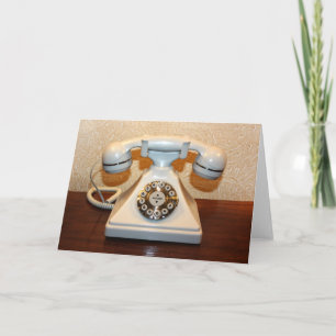 Altes Vintages Einwähltelefon Weiß Karte