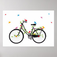 Altes Vintages Fahrrad mit Blume und Vögeln