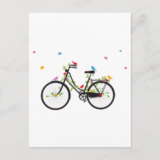Altes Vintages Fahrrad mit Blume und Vögeln Postkarte