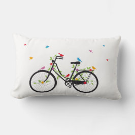Altes Vintages Fahrrad mit Blumen und Vögeln Lendenkissen