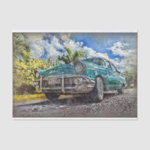 Altes Vintages klassisches Auto-Dekoupage Seidenpapier