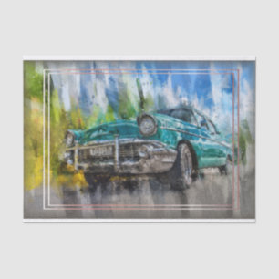 Altes Vintages klassisches Auto-Dekoupage Seidenpapier