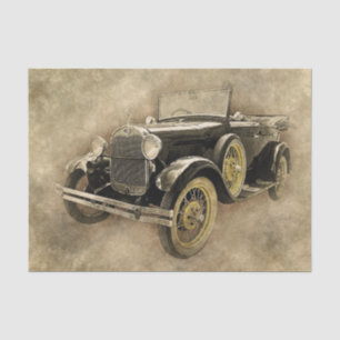 Altes Vintages klassisches Auto-Dekoupage Seidenpapier
