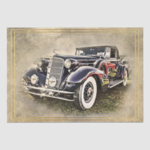 Altes Vintages klassisches Auto-Dekoupage Seidenpapier