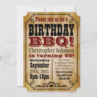 Altes Vintages Land Geburtstag GRILLEN Party Einladung