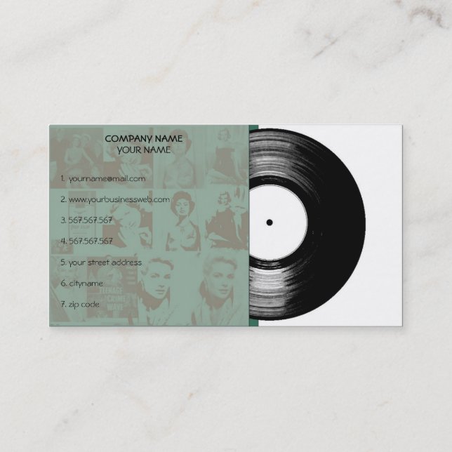 Altes Vintages Musik-Vinyl Visitenkarte (Rückseite)