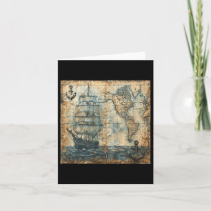 Altes Vintages Nautical Map Pirate Schiff Sailboat Karte