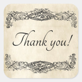 Altes Vintages Scroll-Arbeitspapier Vielen Dank Quadratischer Aufkleber