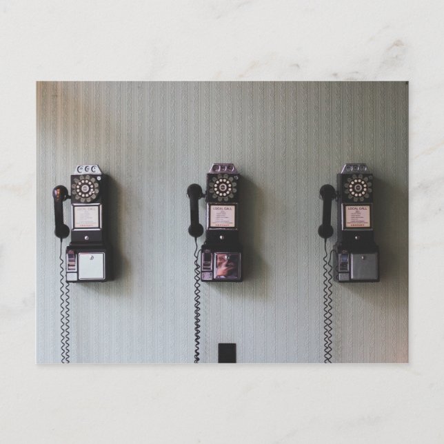 Altes Wandtelefon Postkarte (Vorderseite)