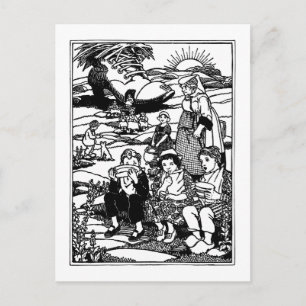 Altes Weib und Schuh Haus Kinderreim Postkarte