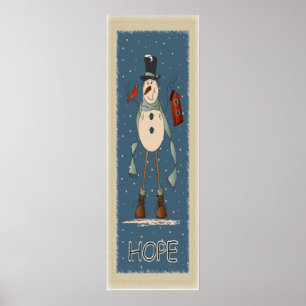 Altes Weihnachten des Mode-Hoffnungs-Schneemann-  Poster
