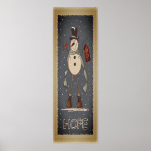 Altes Weihnachten des Mode-Hoffnungs-Schneemann-  Poster