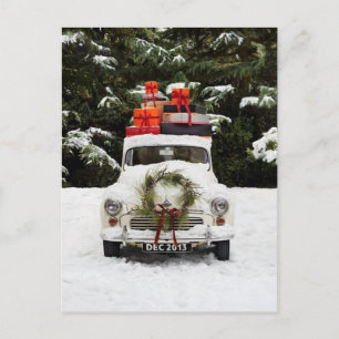 Altes Weihnachtsauto Feiertagspostkarte