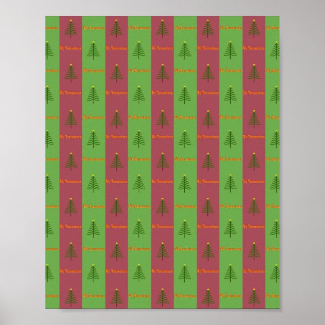 Altes Weihnachtsbaum-Muster Immergrün Poster (Vorne)