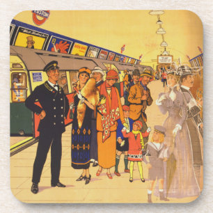 Altes Werbeplakat für die London Underground Getränkeuntersetzer