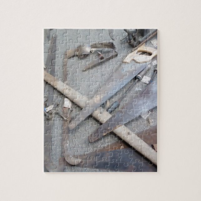 Altes Werkzeug-Foto-Puzzlespiel mit Geschenkboxen Puzzle (Vertikal)