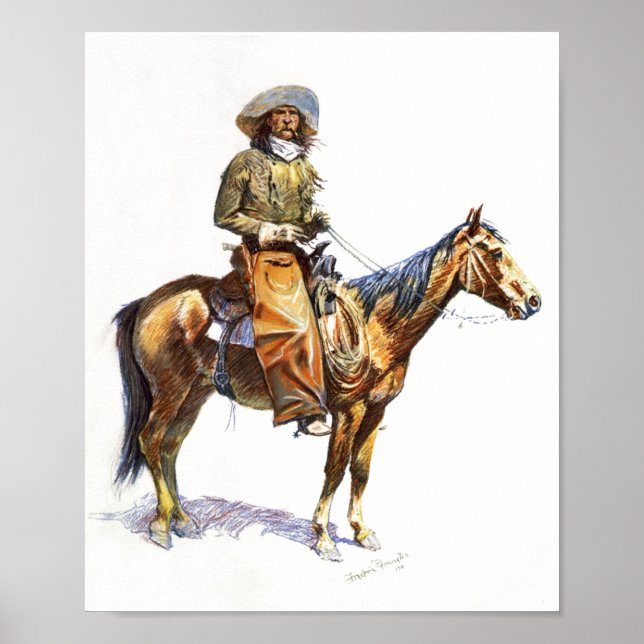 Altes West Arizona Pferd & Cowboy Art Plakat druck (Vorne)