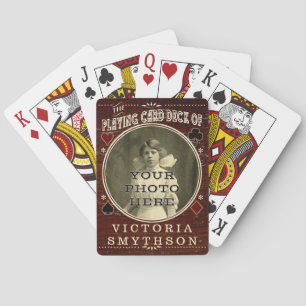 Altes West-Custom-Foto Personalisiertes Braunholz Spielkarten