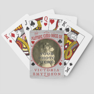 Altes West-Custom-Foto Personalisiertes Grau Holz Spielkarten