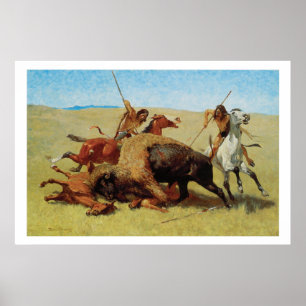 Altes West Das Büffeljagd-Kunstposter Poster