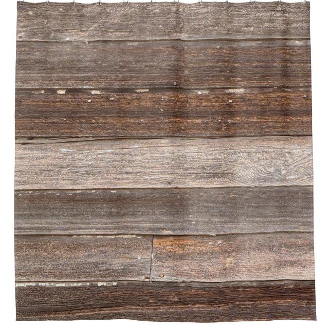 Altes Wetterholz Außenwand eines Bauernhauses Duschvorhang (Vorderseite)