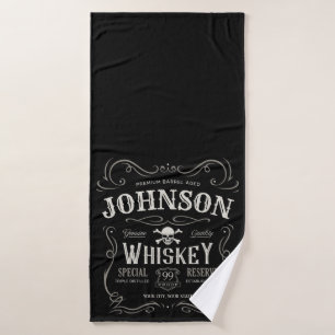 Altes Whiskey-Etikett Personalisierte Vintage Liqu Badhandtuch Set