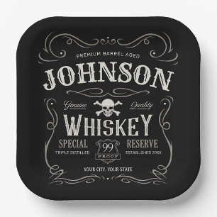 Altes Whiskey-Etikett Personalisierte Vintage Liqu Pappteller