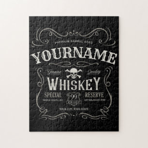 Altes Whiskey-Etikett Personalisierte Vintage-Liqu Puzzle