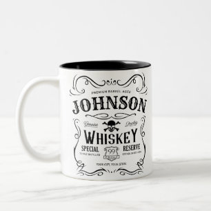 Altes Whiskey-Etikett Personalisierte Vintage Liqu Zweifarbige Tasse
