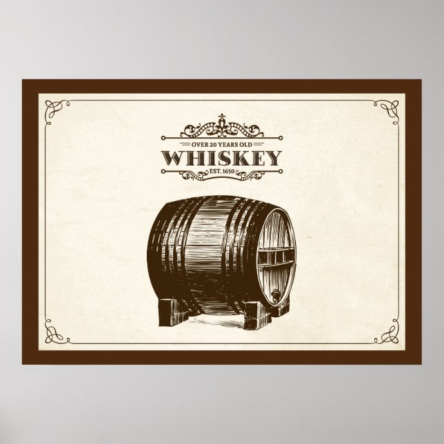 Altes Whiskeyfass-Plakat Poster (Vorne)