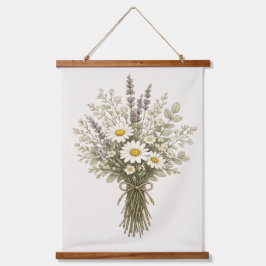 Altes Wildblumenbouquet Wandteppich Mit Holzrahmen
