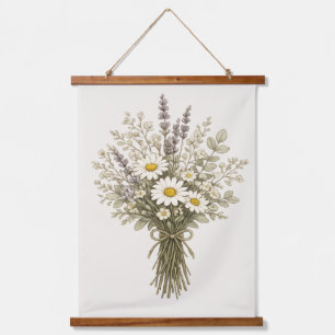 Altes Wildblumenbouquet Wandteppich Mit Holzrahmen