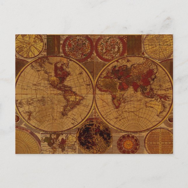 Altes World Map Designer-Geschenk Postkarte (Vorderseite)